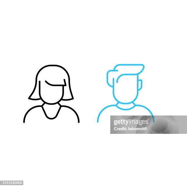 koppeln sie das zweifarbige liniensymbol mit dem bearbeitbaren strich. das icon eignet sich für webdesign, mobile apps, ui-, ux- und gui-design. - männliche person stock-grafiken, -clipart, -cartoons und -symbole