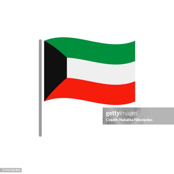 kuwait - flag pin wavy flat icon. - kuwaiti flag stock illustrations