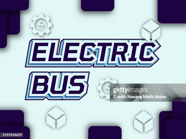 electric bus editable text effect. text can be changed. - ev charging station types stock illustrations