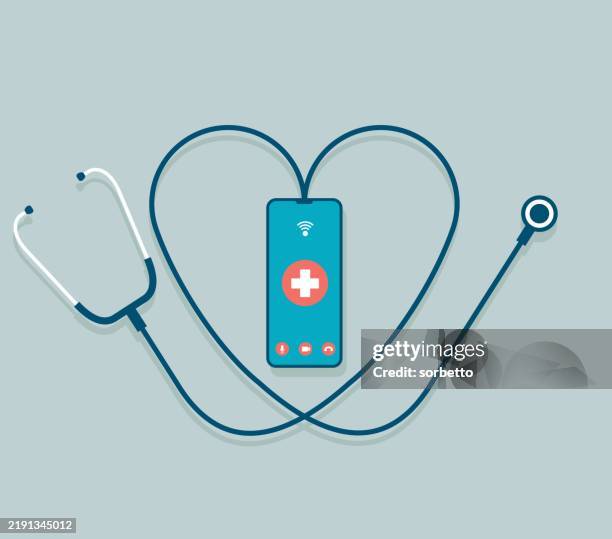 healthcare service - stethoscope heart stock illustrations
