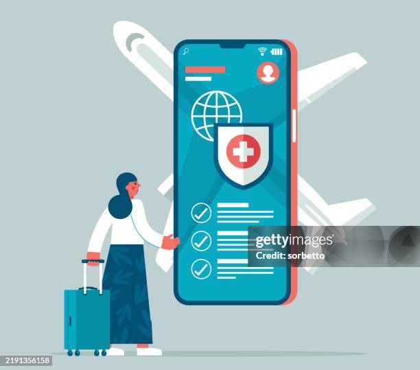 travel insurance - young woman - travel insurance stock illustrations
