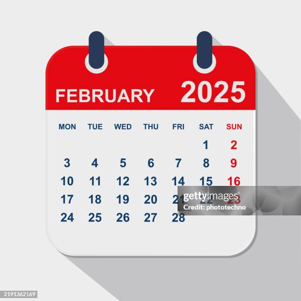 ilustraciones, imágenes clip art, dibujos animados e iconos de stock de february 2025 calendar. calendar planner design template. week starts on monday. business vector illustration. - febrero