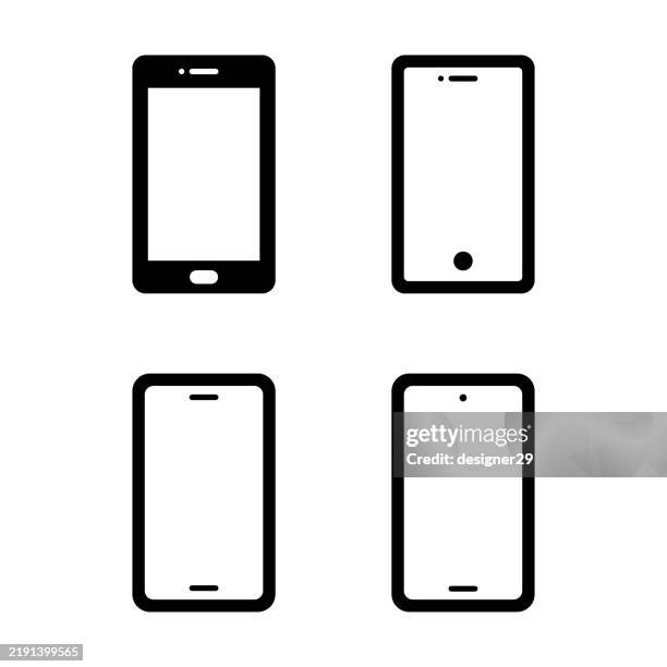 bildbanksillustrationer, clip art samt tecknat material och ikoner med smartphone vector set - mobiltelefon