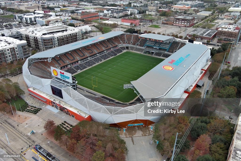 A general overall aerial view of Shell Energy Stadium on December 23 ...