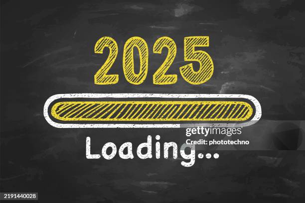 loading new year 2025 on chalkboard background. - new year new start stock illustrations