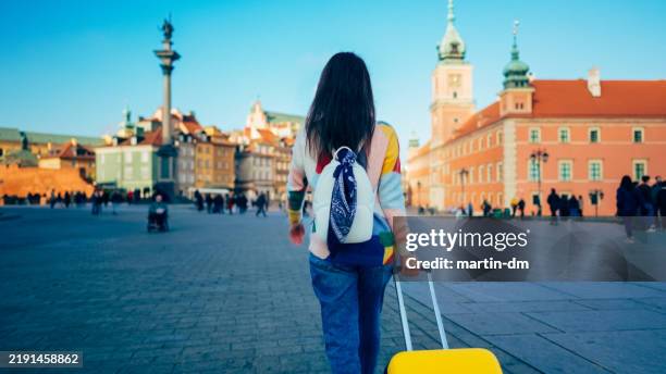 solo traveler in warsaw - solo travel stock pictures, royalty-free photos & images