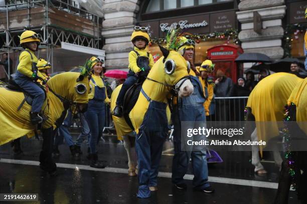 Participants take part in the annual New Year's Day Parade on January 1, 2025 in London, England. London's annual New Year's Day Parade, LNYDP,...