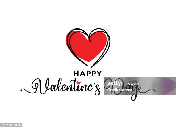 illustrazioni stock, clip art, cartoni animati e icone di tendenza di striscione calligrafico di san valentino con cuore - san valentino festività pubblica