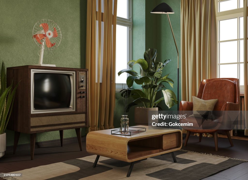 Retro home interiors 1950s.