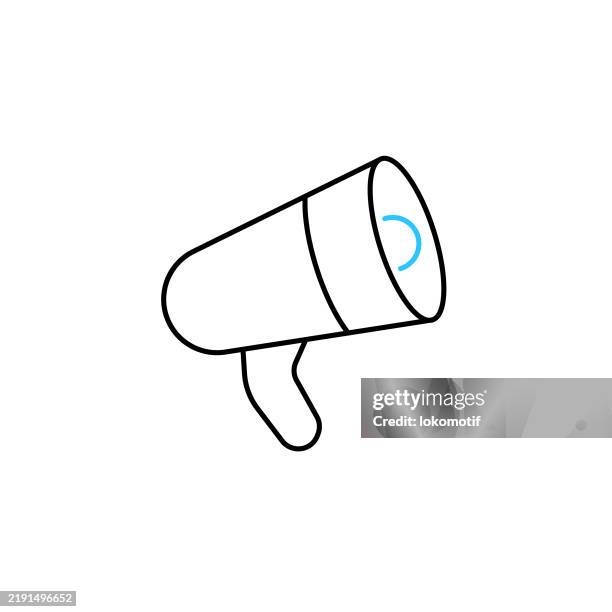 announcement two color line icon with editable stroke. the icon is suitable for web design, mobile apps, ui, ux, and gui design. - megaphone vector stock illustrations