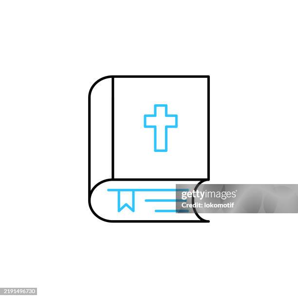 holy bible two color line icon with editable stroke. the icon is suitable for web design, mobile apps, ui, ux, and gui design. - bible study stock illustrations