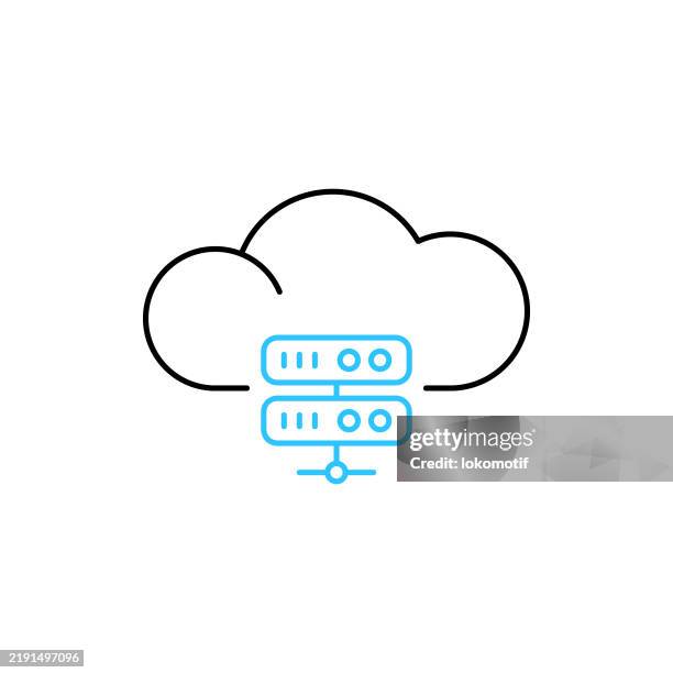 cloud server two color line icon with editable stroke. the icon is suitable for web design, mobile apps, ui, ux, and gui design. - old computer stock illustrations