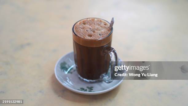 malaysian style salty milk kopi (coffee) - black coffee stock pictures, royalty-free photos & images