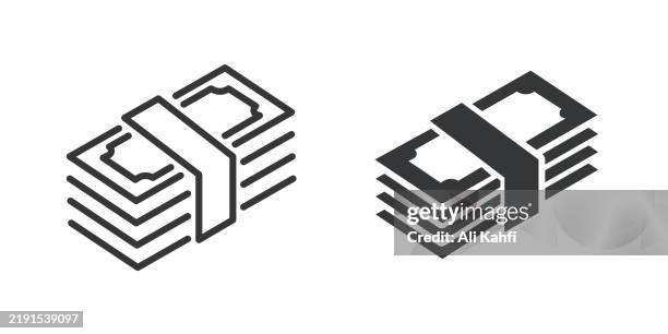 cash money thin line and glyph solid icon. editable stroke and perfect pixel isolated on transparent background - currency icon stock illustrations