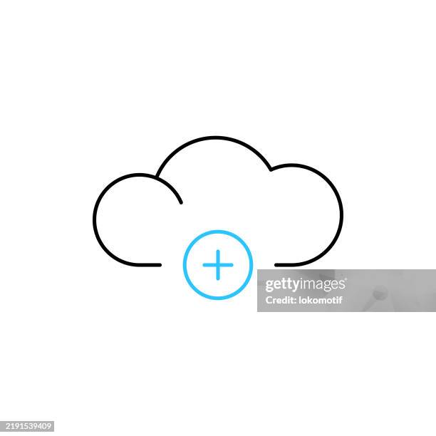 add to cloud computing two color line icon with editable stroke. the icon is suitable for web design, mobile apps, ui, ux, and gui design. - storage solutions stock illustrations