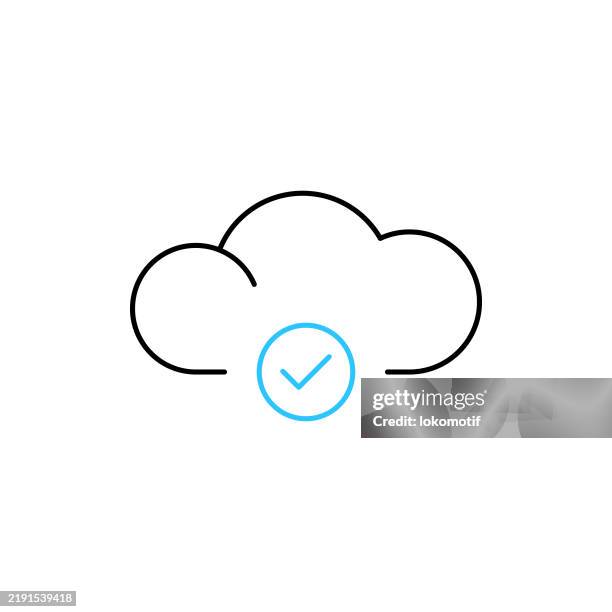 connected cloud computing two color line icon with editable stroke. the icon is suitable for web design, mobile apps, ui, ux, and gui design. - storage solutions stock illustrations