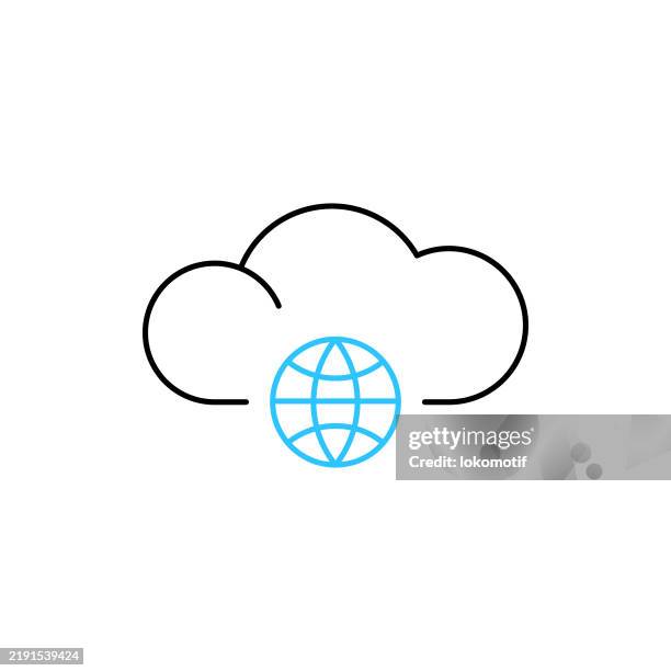 public cloud computing two color line icon with editable stroke. the icon is suitable for web design, mobile apps, ui, ux, and gui design. - data center icon editable stock illustrations