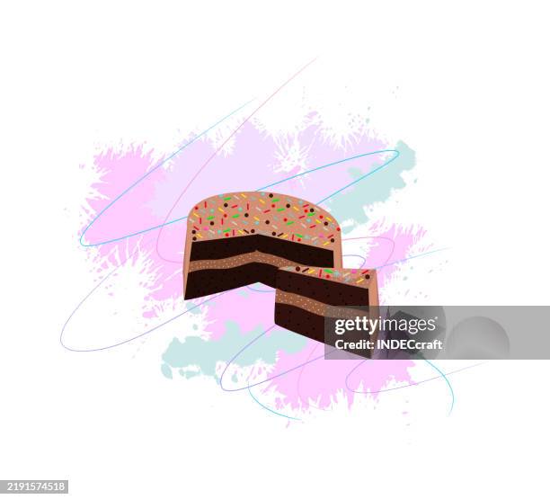 cake with grunge - birthday cake slice stock illustrations