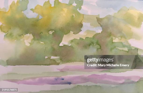 watercolour background - tree line stock illustrations