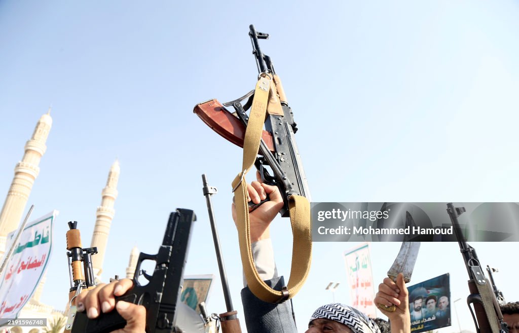 Houthi Supporters Protest Against Israeli Aerial Attacks On Yemen