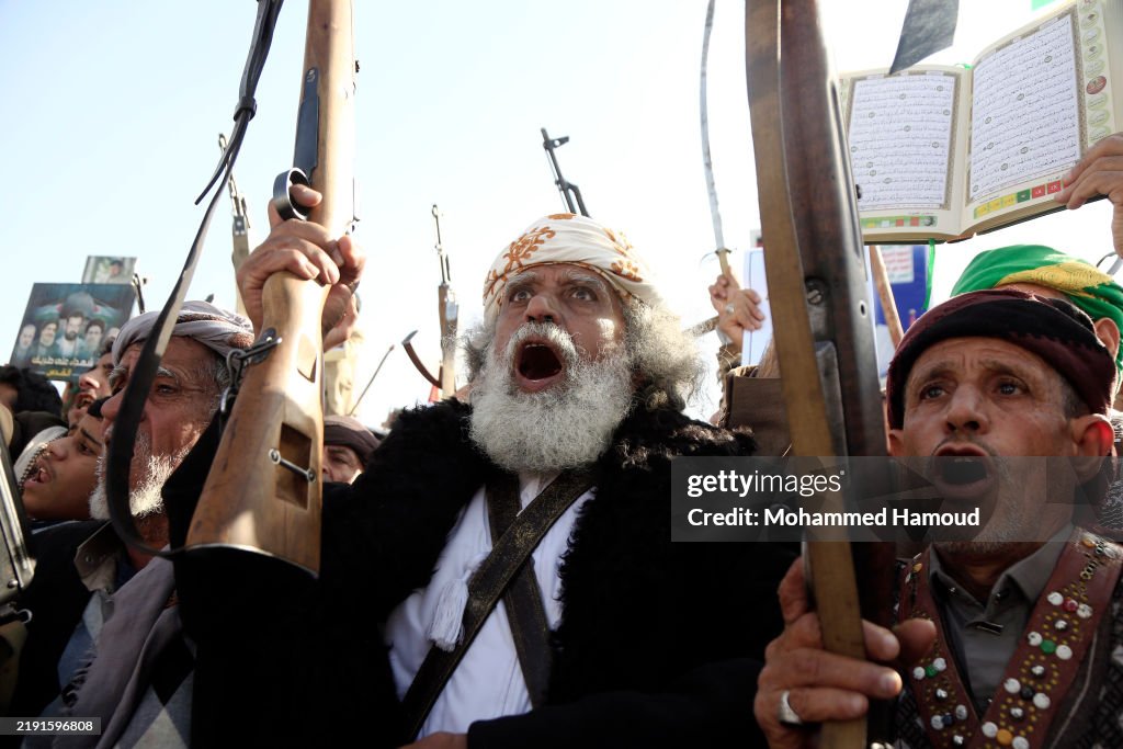 Houthi Supporters Protest Against Israeli Aerial Attacks On Yemen