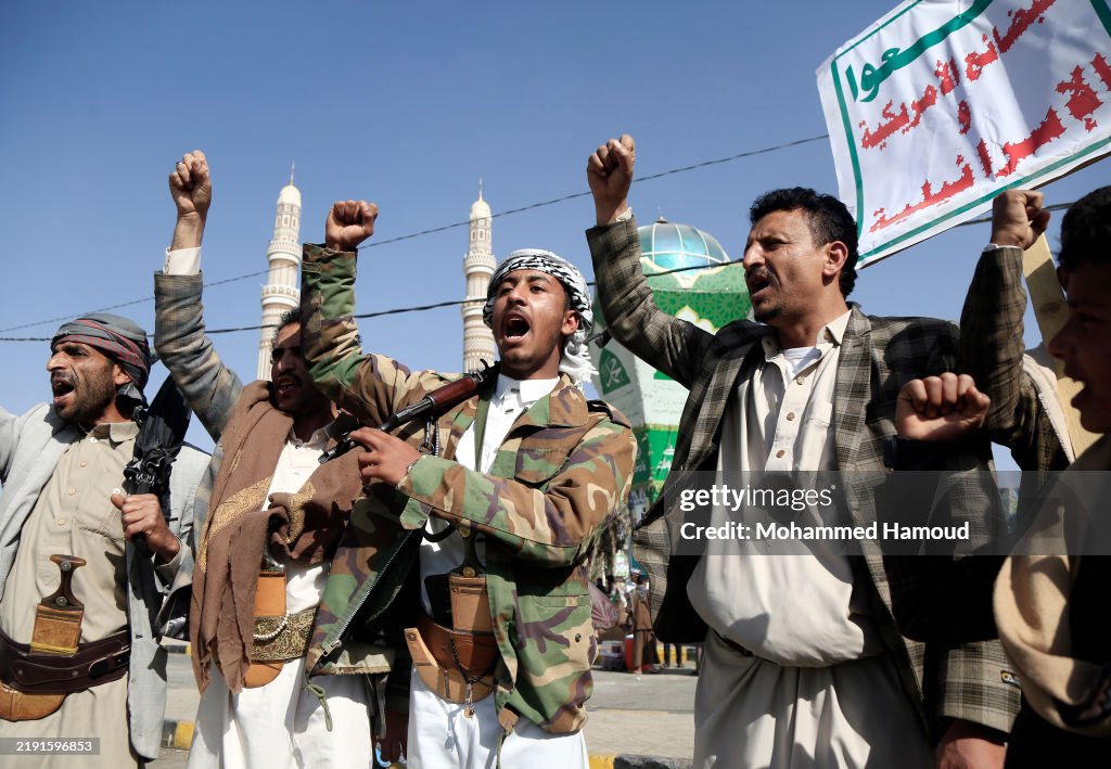Houthi Supporters Protest Against Israeli Aerial Attacks On Yemen