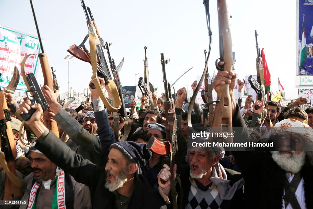 Houthi Supporters Protest Against Israeli Aerial Attacks On Yemen