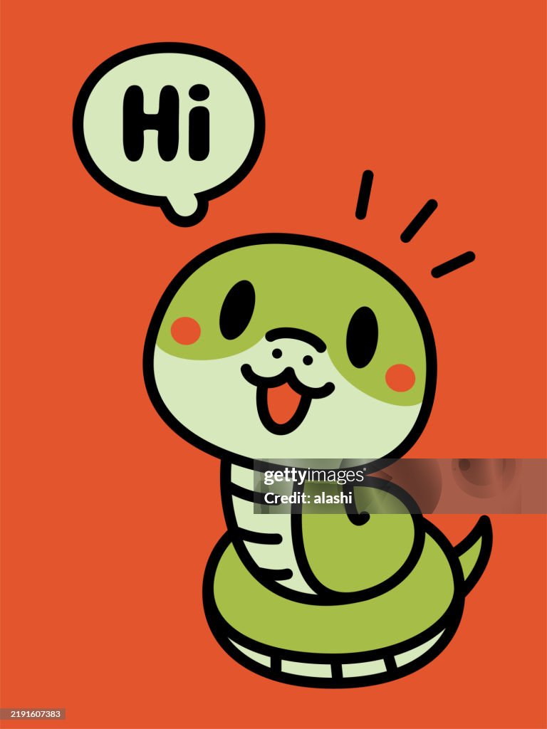 Cute Snake Greeting And Smiling Sitting Upright Its Body Is Coiled