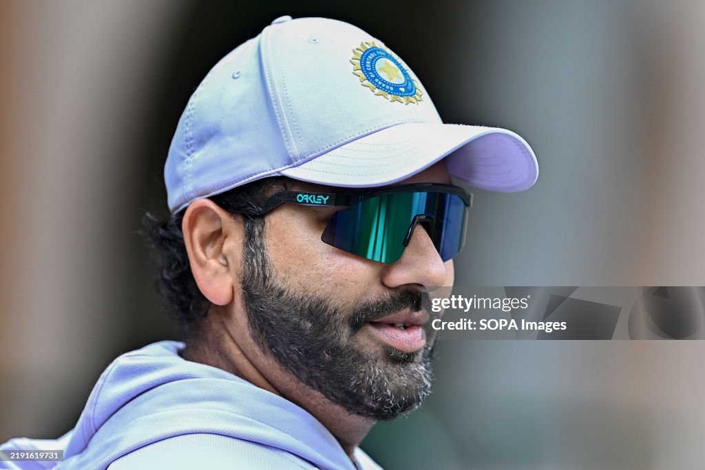Captain Rohit Rai Captain Rohit Sharma of Team India looks on during a net practice ...