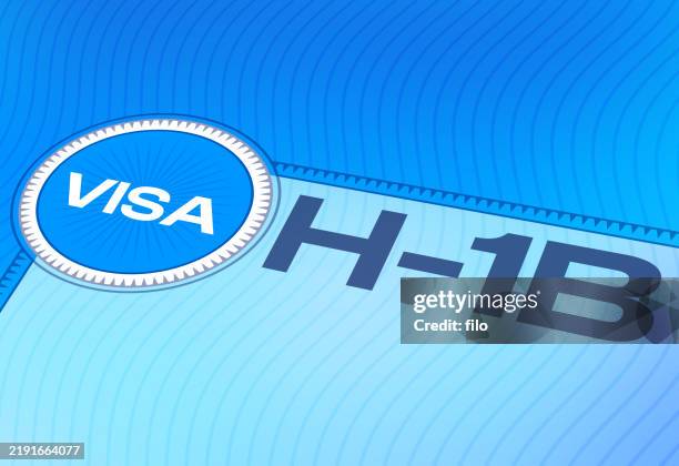 h-1b-visum arbeitsidentifikation - wasserzeichen schriftsymbol stock-grafiken, -clipart, -cartoons und -symbole