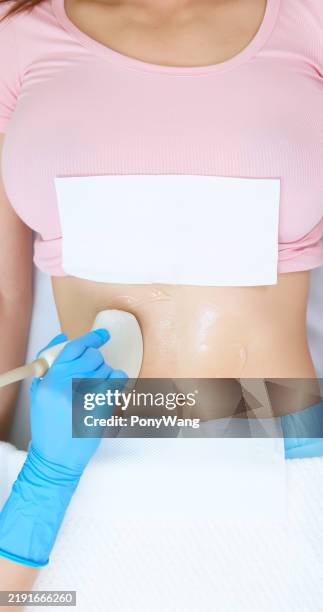 woman belly ultrasound examination - ovarian cyst stock pictures, royalty-free photos & images