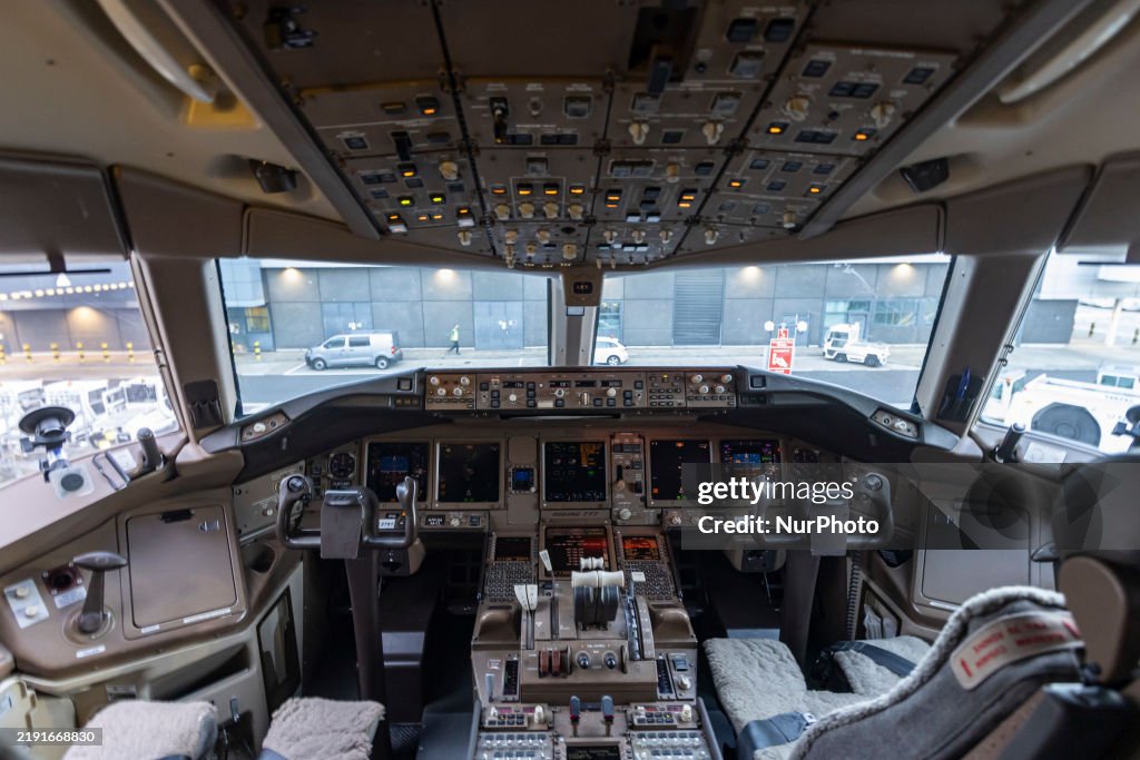 Inside the flight deck of a Boeing 777 the area which a pilot... News ...