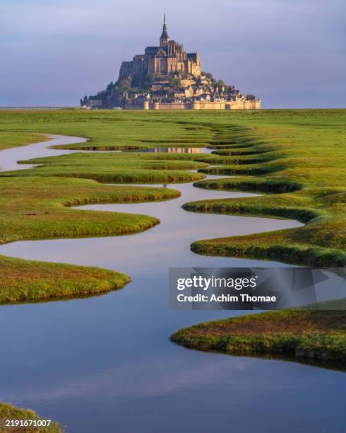 le mont sant michel, normandy, france, europe - normandy stock pictures, royalty-free photos & images