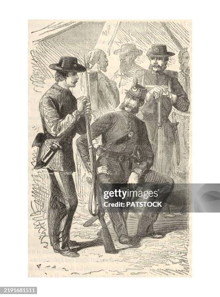 civil war soldiers resting in camp - black civil rights stock pictures, royalty-free photos & images