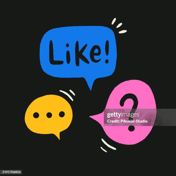 bright colour speech bubbles with short phrases or messages. - speech language pathologist stock illustrations