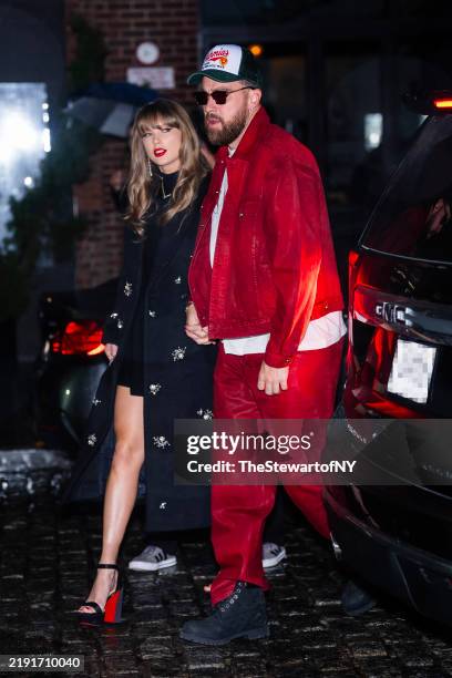 Taylor Swift and Travis Kelce are seen in the Meatpacking District on December 28, 2024 in New York City.