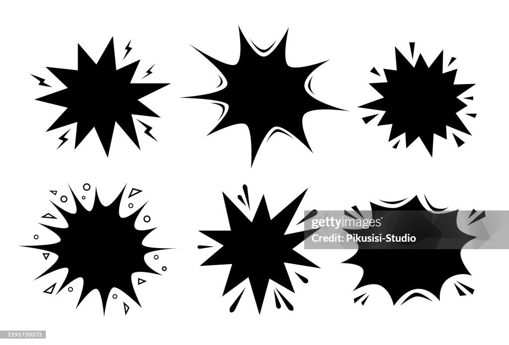 Comic style burst shapes graphic design elements