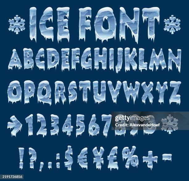 illustrations, cliparts, dessins animés et icônes de alphabet de glace avec des chiffres et des noms. - glace