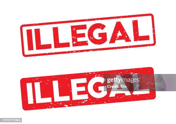 illegal document red ink stamp - immigration detention center stock illustrations