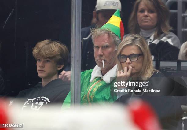 Will Ferrell attends a game between the Philadelphia Flyers and the Los Angeles Kings in the second period at Crypto.com Arena on December 29, 2024...