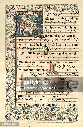 Resurrection Lettering Medieval Letter Showing Resurrection Of Jesus Illuminated Border And ...