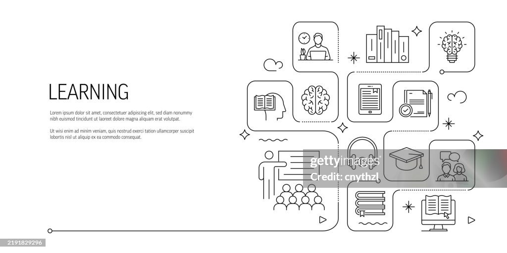 Learning Line Icon Set. Education, Training, Studying, Knowledge.