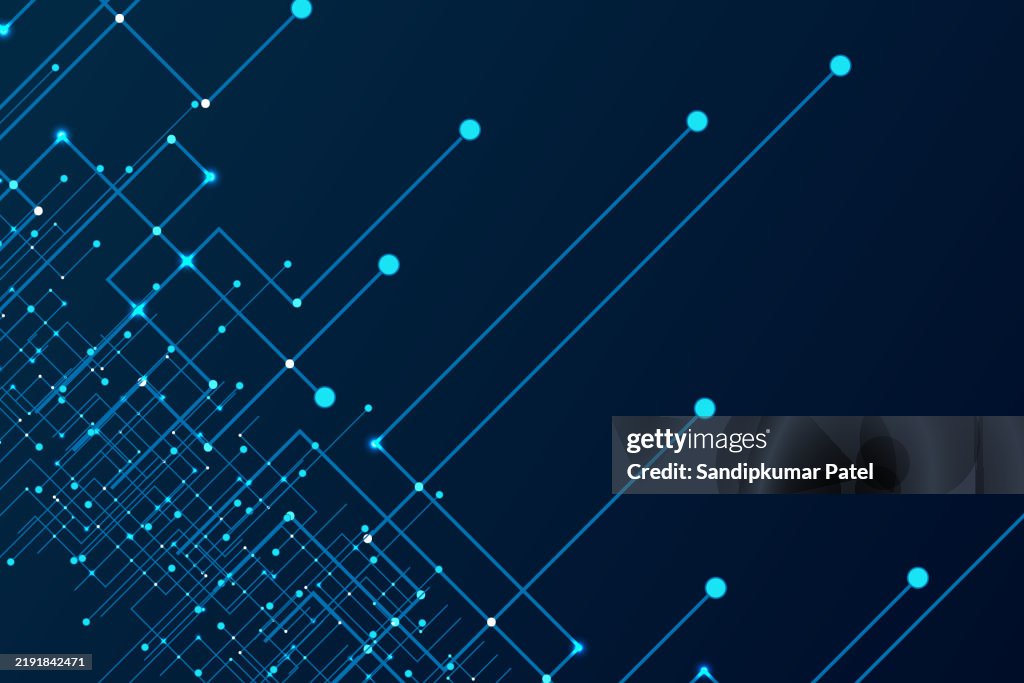Futuristic chipset processor circuit board digital transformation blue abstract technology background.