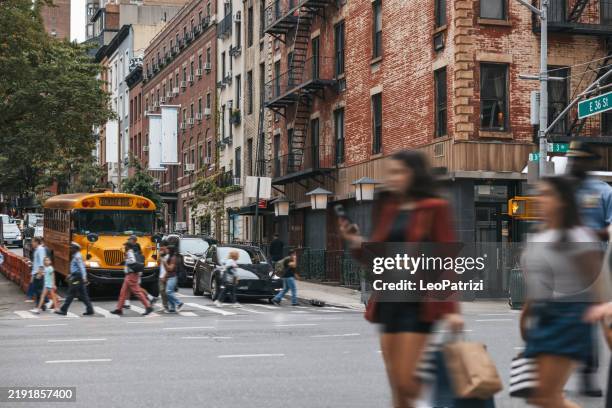crosswalk in lower east side - manhattan - public service stock pictures, royalty-free photos & images