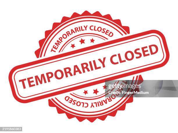 temporarily closed rubber seal stamp - not working stock illustrations