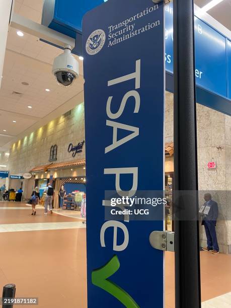 Tsa Signage TSA Pre Check sign and CCTV at Palm Beach International Airport ...