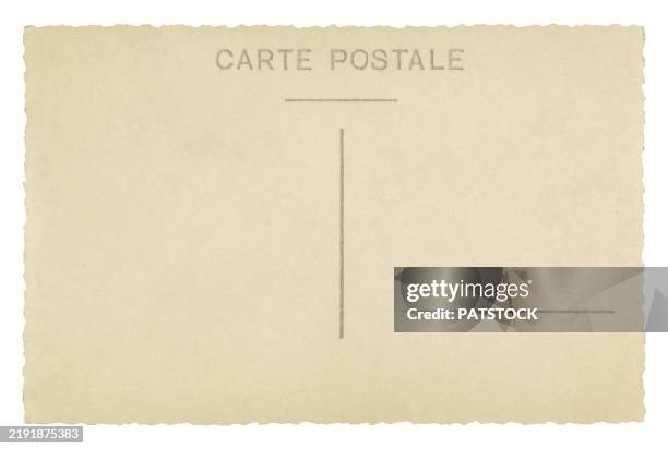 blank vintage postcard back - cartolina postale foto e immagini stock