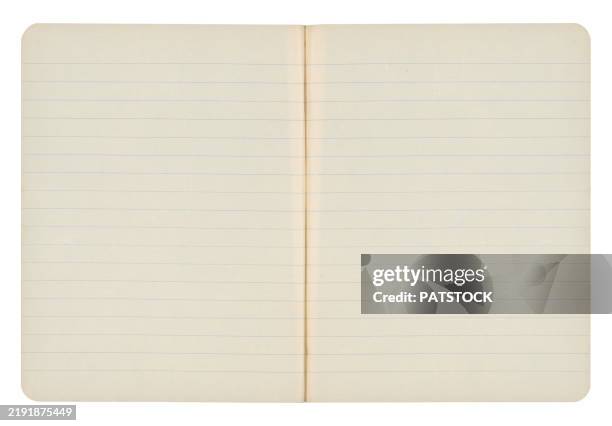 blank lined notebook pages ready for writing - lijntjespapier stockfoto's en -beelden