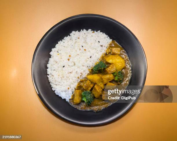japanese comfort food: curry and rice model - japanese curry stock pictures, royalty-free photos & images