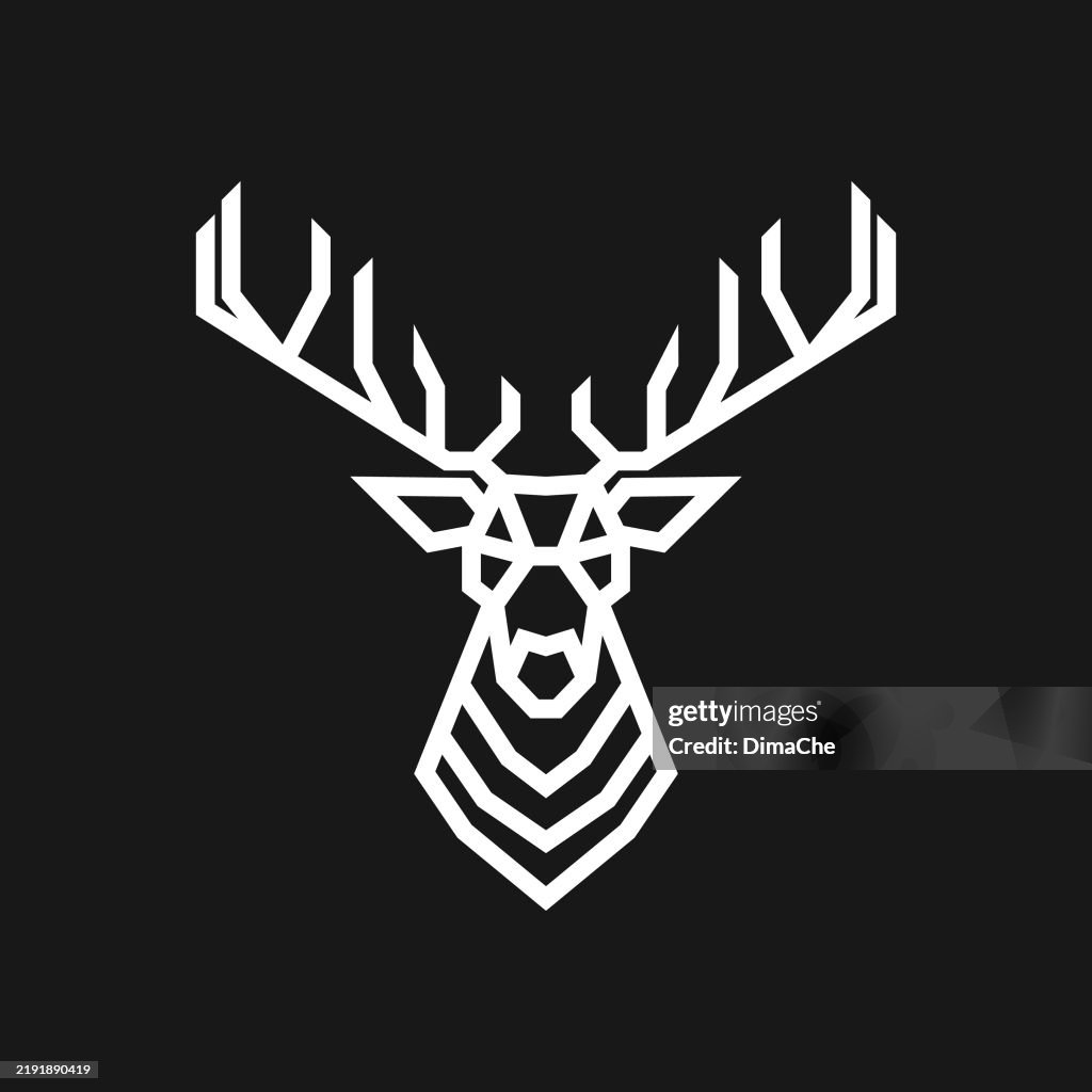 Stylized Head of Deer, Stag, Reindeer, Elk with antlers - cut out vector deer head outline silhouette, icon, logo, tattoo, sticker